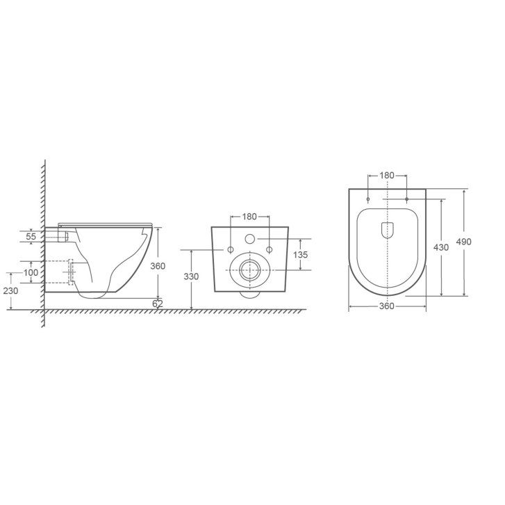 kielle Oudee - Závesné kompaktné WC, Vortex Rimless+, biela 30102010S