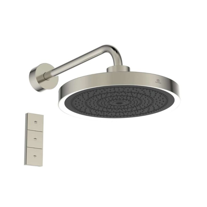 Ideal Standard Idealrain Solos - Hlavová sprcha s pripojením, priemer 33 cm, 3 prúdy, s LED osvetlením, Silver Storm A7890GN
