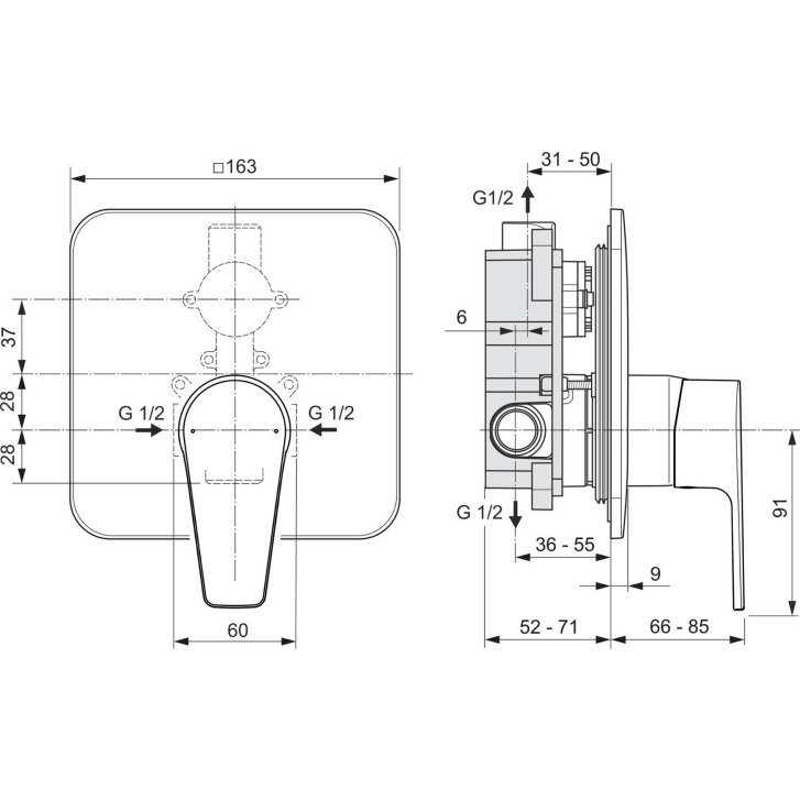 Ideal Standard Cerafine D - Batéria pod omietku, chróm A7190AA