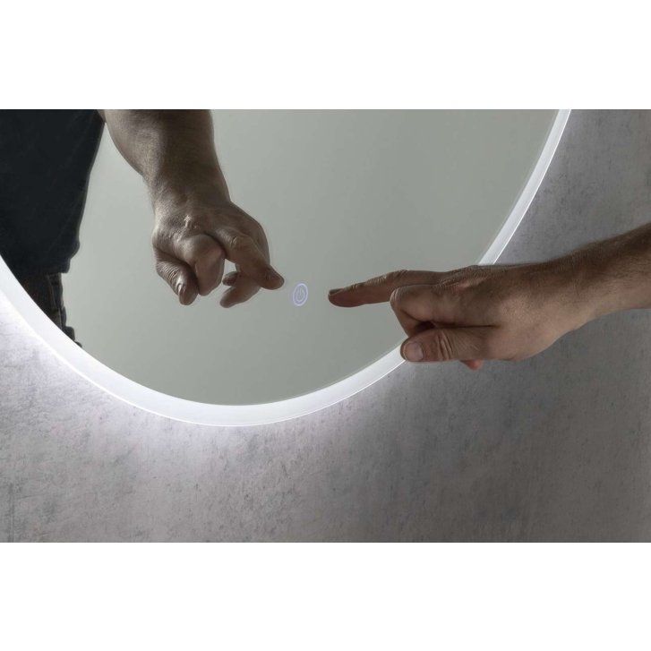 Aqualine - Zrkadlo s LED osvetlením, priemer 60 cm, dotykový senzor UR060