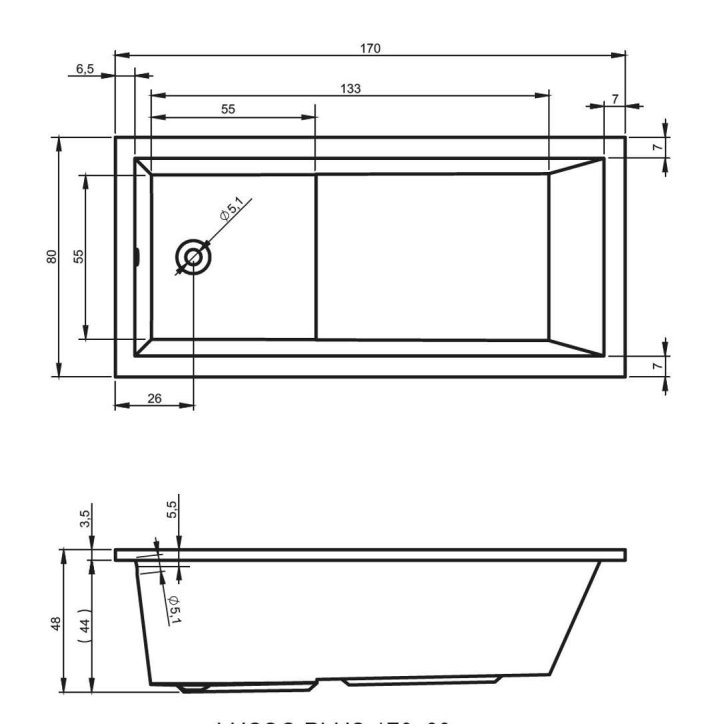 RIHO Lusso - Vaňa 170x80 cm, biela B006001005