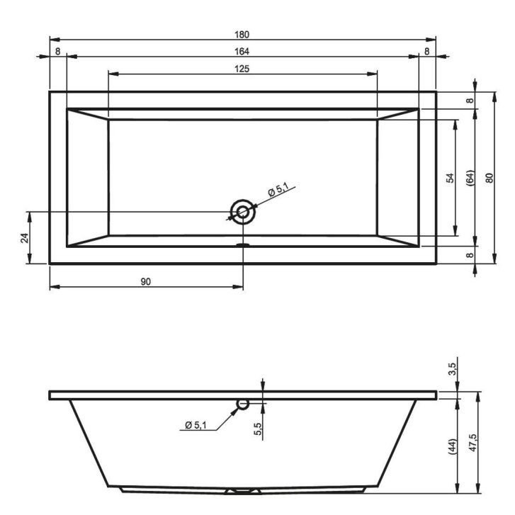 RIHO Lusso - Vaňa 180x80 cm, biela B036001005