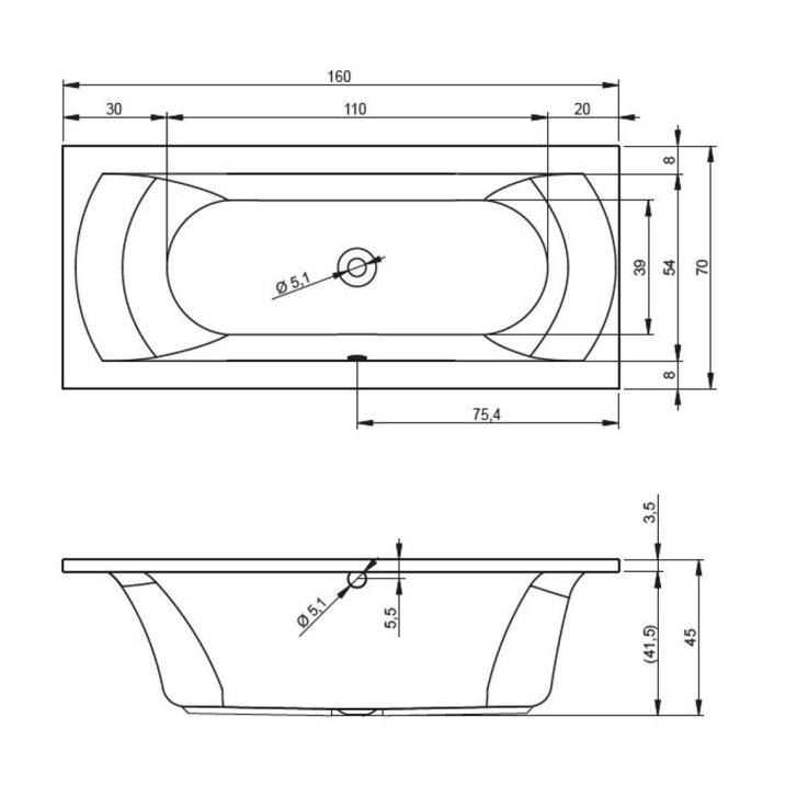 RIHO Lima - Vaňa 160x70 cm, biela B050001005