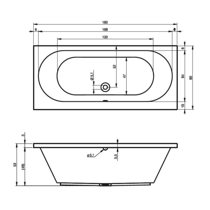 RIHO Carolina - Vaňa 180x80 cm, biela B056001005