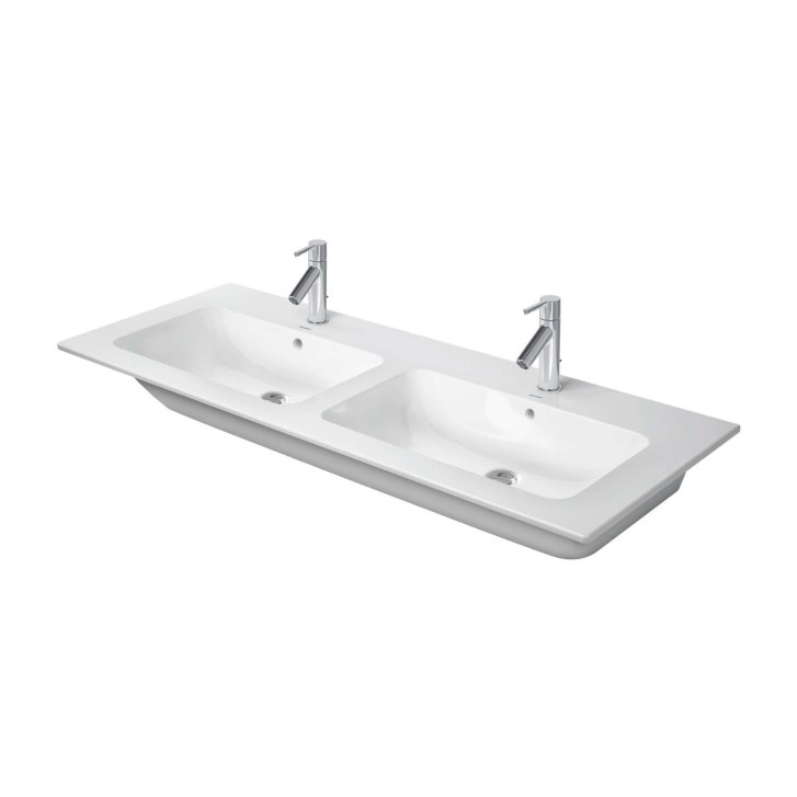 Duravit ME by Starck - Dvojumývadlo 130x49 cm, s prepadom, 2 otvory na batérie, DuraShield, biela 233613AA00