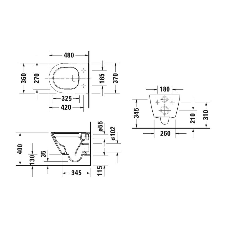 Duravit D-Neo - Závesné WC, Rimless, DuraShield, antracit 258809AD00
