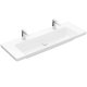 Villeroy & Boch Subway 3.0 - Dvojumývadlo 130x48 cm, bez prepadu, otvory na batérie, CeramicPlus, alpská biela 4A70D1R1