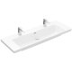 Villeroy & Boch Subway 3.0 - Dvojumývadlo, 130x47 cm, s prepadom, otvory na batérie, alpská biela 4A70D401