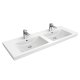 Villeroy & Boch Subway 2.0 - Dvojumývadlo nábytkové, 130x47 cm, s prepadom a otvormi na batérie, CeramicPlus, biela 7175D0R1