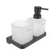 Nimco Maya - Dávkovač mydla a pohárik s držiakom, matné sklo/čierna MAC 2905831C-T-90