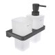 Nimco Maya - Dávkovač mydla a pohárik s držiakom, matné sklo/čierna MAC 2905831H-T-90
