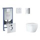 Grohe Rapid SLX - Set predstenovej inštalácie, klozetu, dosky SoftClose a tlačidla Skate Cosmopolitan, Triple Vortex, chróm SANI11BB2104