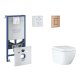 Grohe Rapid SLX - Set predstenovej inštalácie, klozetu, dosky SoftClose a tlačidla Skate Cosmopolitan, Triple Vortex, kefovaný Warm Sunset SANI11BB4108