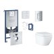 Grohe Rapid SLX - Set predstenovej inštalácie, klozetu, dosky SoftClose, tlačidla Skate Cosmopolitan a súpravy na vhadzovanie tabliet, Triple Vortex, matný chróm SANI11BB2128