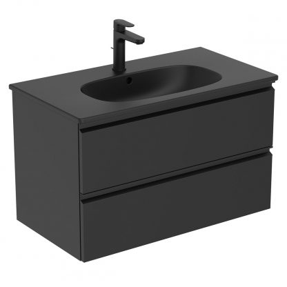 Ideal Standard Tesi - skrinka čierna s umývadlom 80 cm